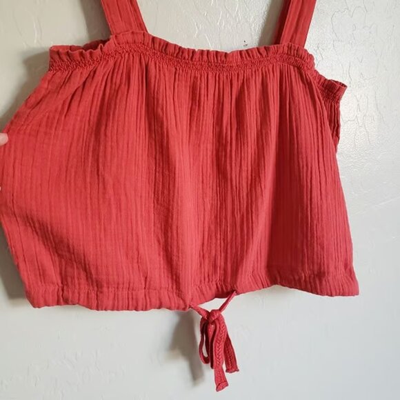 Pact Gauzy Organic Cotton Tie Hem Cropped Tank Top Size Womens Large Sustainable - Picture 4 of 7